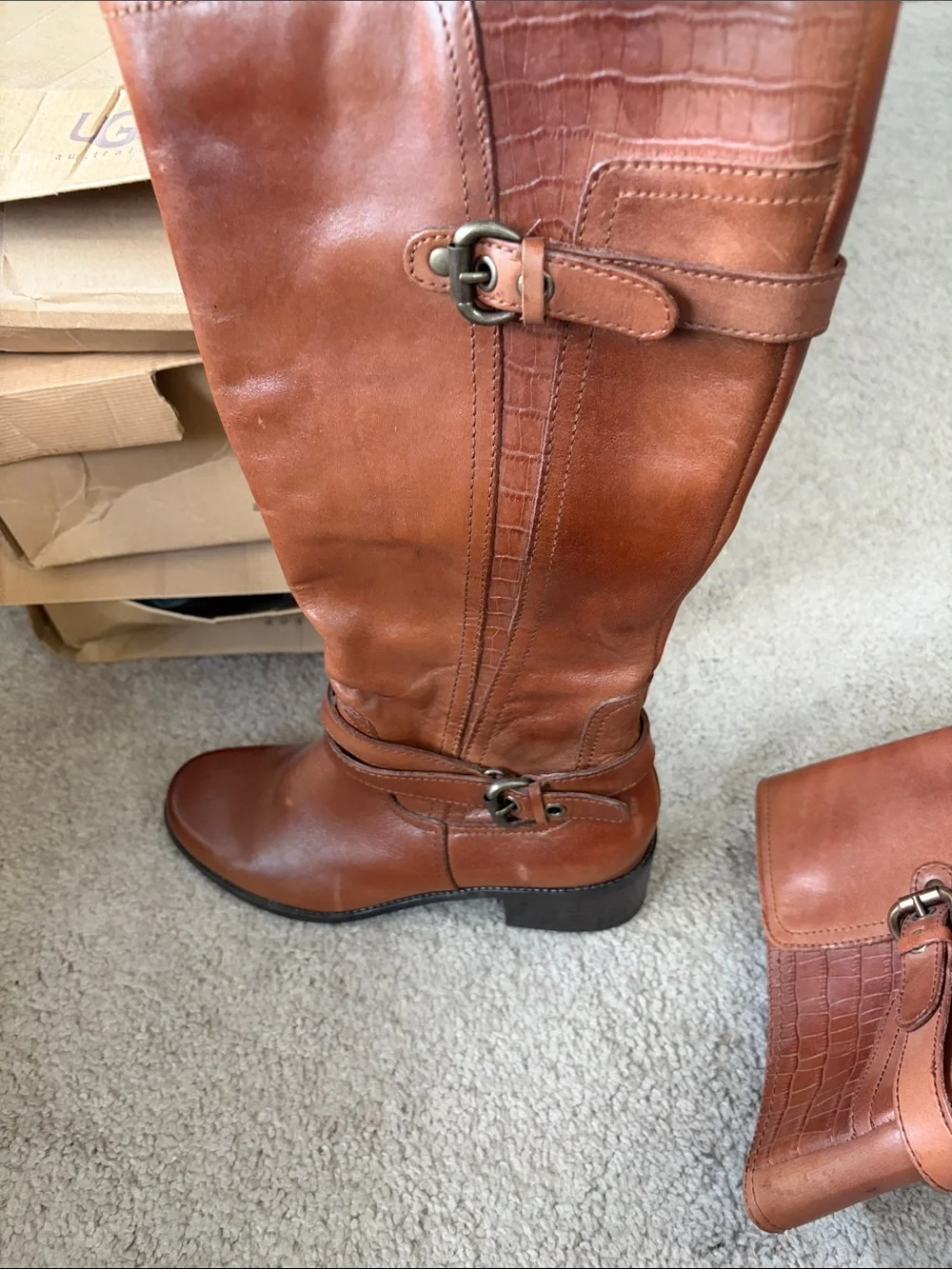 liz & co. Cognac Brown Over-the-Knee Buckle Boots